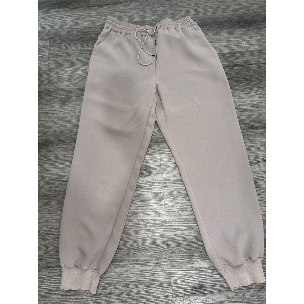 Wilfred Aritzia Beige Jogger Pants Women's Elastic Waist Drawstring Lounge M